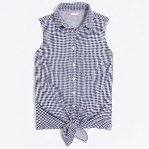J. Crew Gingham tie shirt